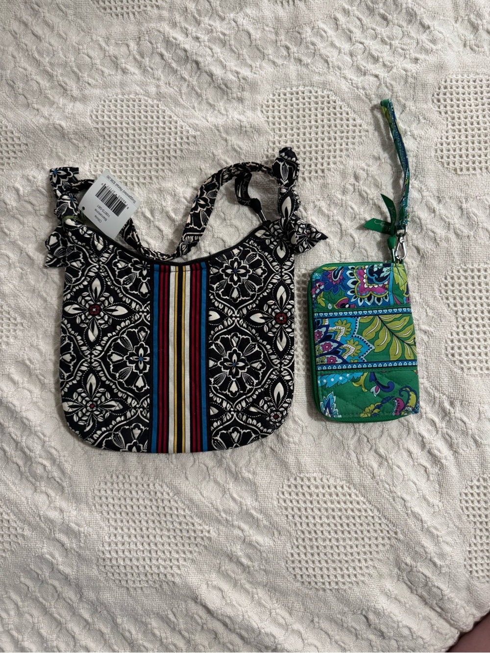 Vera Bradley Black & Green Patterned Mini Bag and wallet NEVER USED